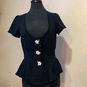 Anthropologie HWR Daisy Button Sweater - L